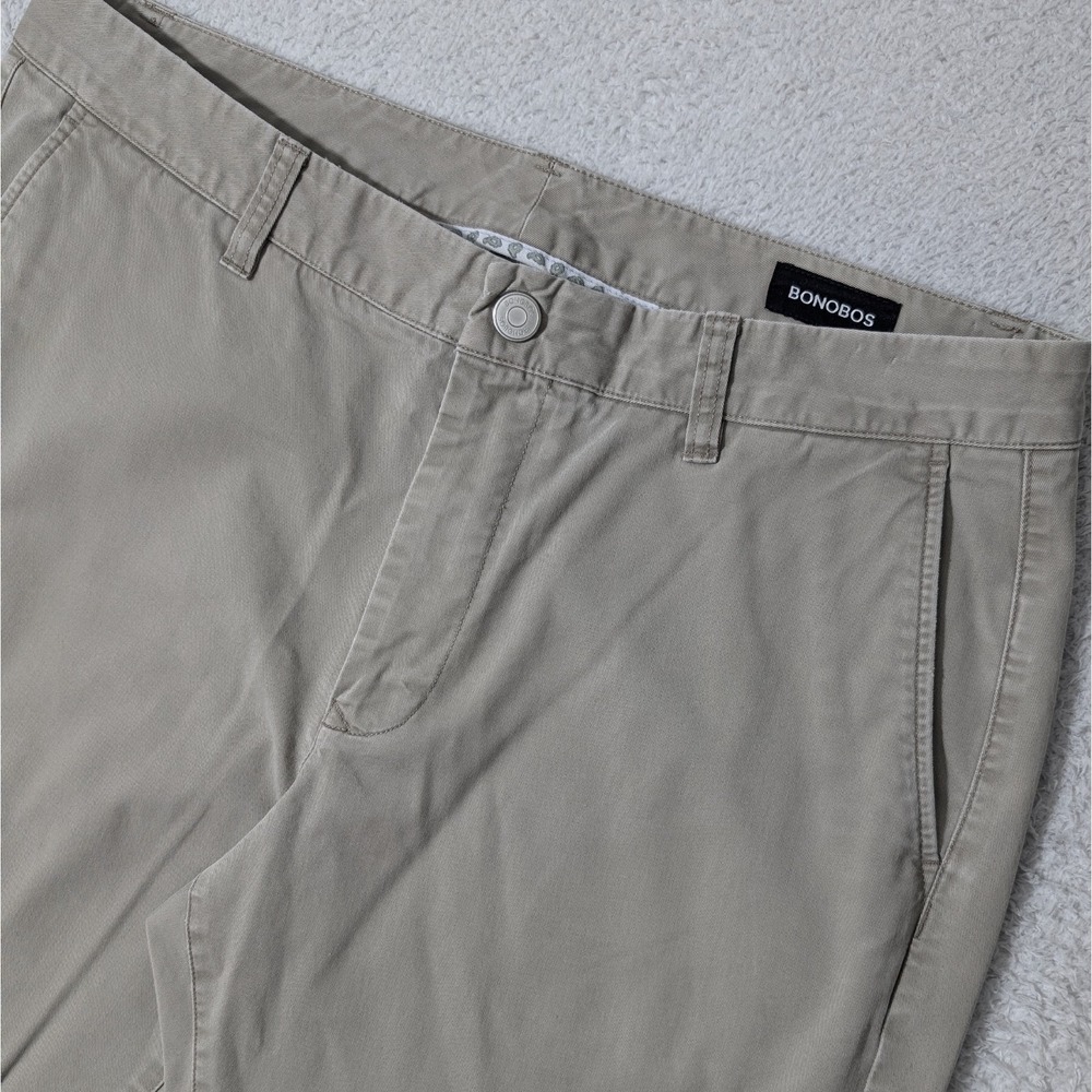NEW Bonobos Pants Mens 35x30 Beige Stretchy Straight‎ Fit Slash Pocket